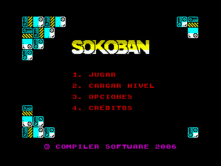 Sokoban main menu screen